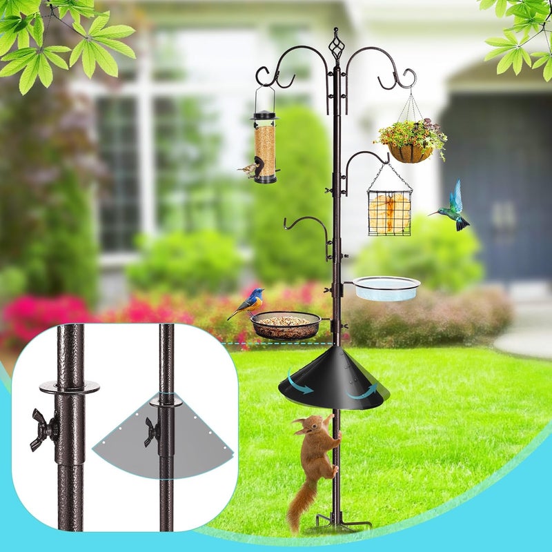 YINGYM Bird Feeding Station Kit, 87 Inches Bird Feeder Pole, Premium Feeder Hanging Kit with Metal Suet, Water Bowl, Mesh Tray and Squirrel Baffle - Image 4